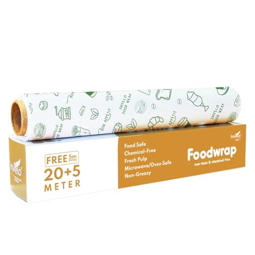Image of Food Wrapping Paper Roll 25 Meter - Non Stick, Oil Proof Butter Paper Roll, Reheatable Foil Paper for Food Wrap, Chapati, Roti Wrap, Sandwiches & More, Wrapping Paper