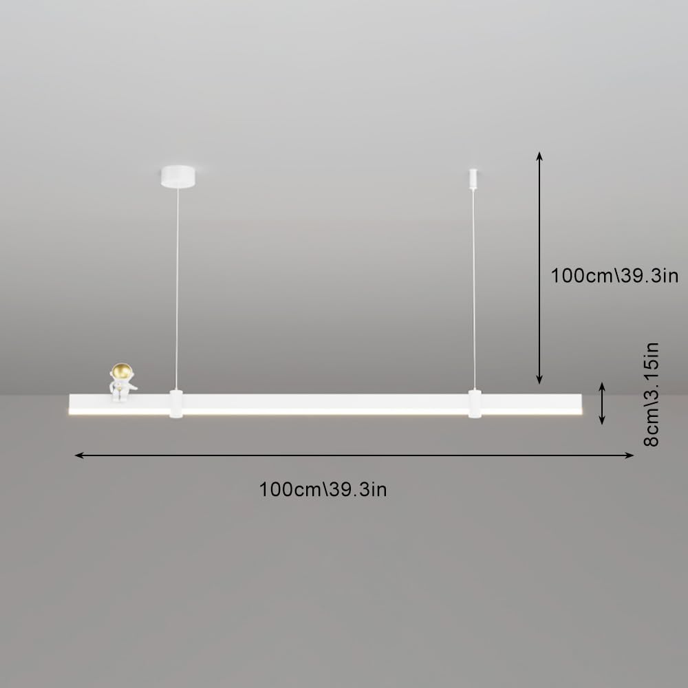 Suspension Linéaire Minimaliste Moderne À Led Pour Îlot de Cuisine, Luminaire Suspendu À Longue Bande, Plafonnier Suspendu Pour Salle À Manger, Bureau, Bar Ou Chambre./Blanc/100 Cm