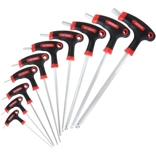 KEWAYO 10 Pieces Hex Allen Key Wrench Set 2-10mm Ball End Hex Key T-Type Handle Hand Tool for Home Maintenance DIY