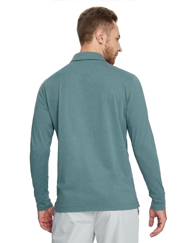 MICHEL ROUEN Mens Golf Shirts with Collard Dry fit Performance Heather Casual Activewear Long Sleeve Golf Polo Shirts for Men3