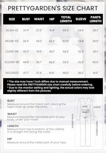 PRETTYGARDEN Women's Spring Fall Jumpsuits Casual Dressy One Piece Outfits V Neck Long Sleeve Belt Pockets Long Pants Romper (Black,Large)