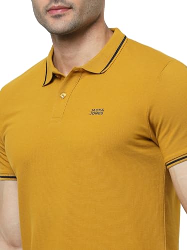 Image of Jack & Jones Men's Yellow Polo Collar Slim Fit T-Shirt
