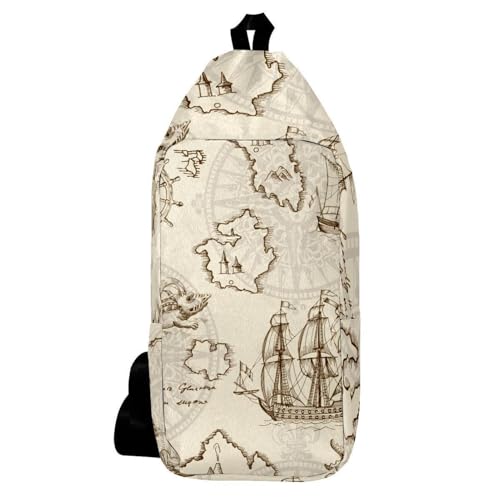 Sac à dos de voyage à bandoulière motif cartes maritimes multicolore