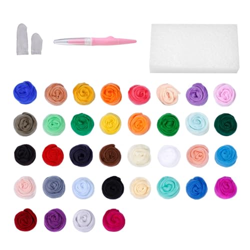 Stylo à aiguille de feutrage et assortiment de laine feutrée de couleur