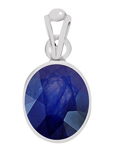 Clara Certified Blue Sapphire (Neelam) 7.5cts or 8.25ratti Silver Pendant for Men & Women