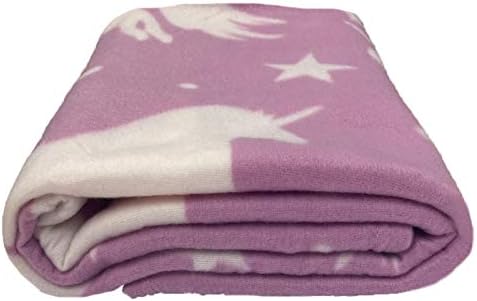 Dreamscene Unicorn Fleece Blanket Warm Soft Polar Throw Over Bed, Pink White Stars 120 x 150cm
