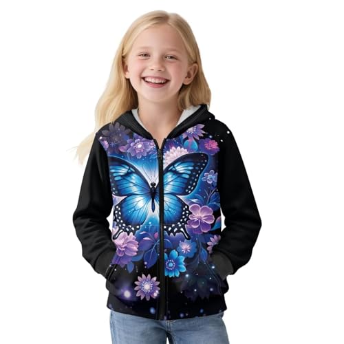 Teen Girl Full Zipper Fall Hoodies Oversized Sweatshirts Kids Hooded Neck Preppy Clothes with Long Sleeve