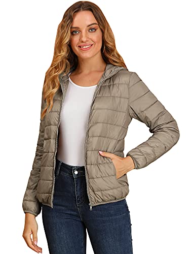 Allegra K Women's Puffer Coat Winter Long Sleeve Zip Up Hooded Lightweight Packable Down Jacket2
