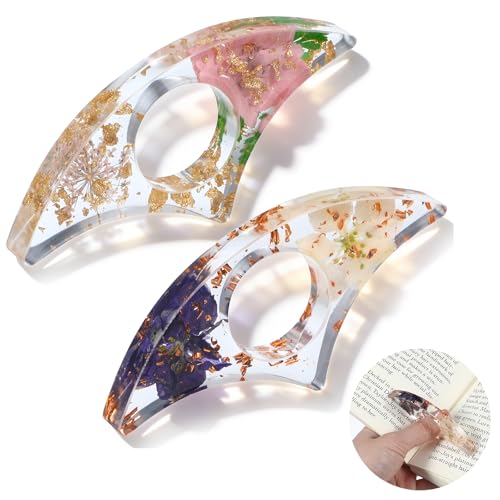 2Pcs Thumb Page Holder Book Page Holder Book Thumb Ring Books Marks for Reading Accessories Transparent Bookmarks for Women Best Friend Friendship Christmas Gifts for Books Lovers Teacher Readers
