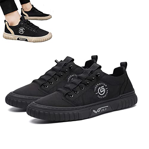 Braised Pork Hopomart Shoes for Men, Summer Casual Breathable Men's Shoes, Mens Outdoor Non Slip Low Top Sport Jogging Shoes (Black,US-6.5) Cover