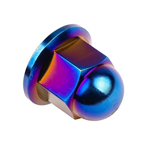 Image of Titanium M6 M8 M10 Dome Head Acorn Nuts for Bicycle Motorcycle Exhaust Pipe Car Pack of 6 (M10, Burning Blue)