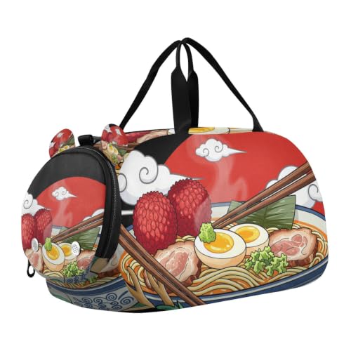 Bolsa de lona Ramen Noodles para gimnasio, deportes y viaje con compartimento para zapatos