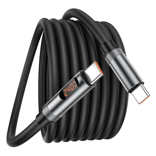 USB-C Cable, 240W USB C to USB C Cable 6.6ft, USBC to C Fast Charger, Type C Charging Cord with LED Display for iPhone 17 16 15 Pro Max,Samsung,Laptops,MacBook,iPad,Switch,Steam Deck