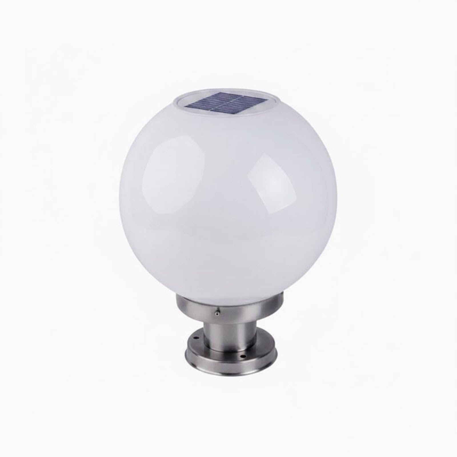 Automatic Charging Solar Post Cap Light Waterproof Globe Post Light Energy Saving Round Pillar Lamp IP65 for Fence, Courtyard, Garden, Gate, 25CM, Solar-image-35