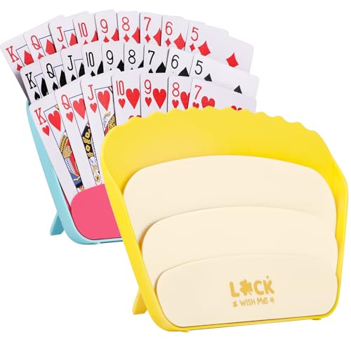 2 PCS Card Holders for Playing Cards, Playing Card Game Holders Tabletop Stand Cards Holder for Adults Kids Seniors Poker Cards Game Accessory