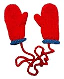 BIBITIME Knitted Gloves Women Winter Mittens Handmade Braided Rope Double Color (One Size for Adult, Red)
