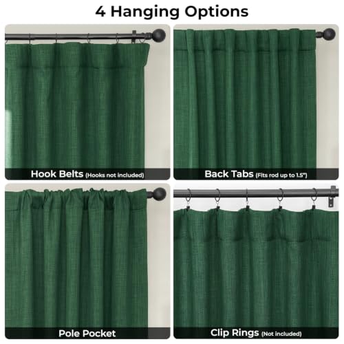Image of HPD Half Price Drapes - Faux Linen Curtains for Living Room (1 Panel) - 100W X 108L - Extra Wide Textured Room Darkening Curtains for Bedroom 108 Inches Long - Drapes for Home Decor, Key Green