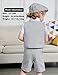 A&J DESIGN Toddler Suit for Boys Gentleman Wedding Church Photoshoot Formal Ring Bearer Outfit Dress Clothes Shorts Set with Newsboy Cap Light Gray 2-3T