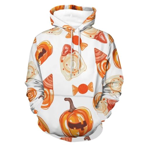 Sweatshirt bonbon citrouille pullover chaud avec capuche protectrice et manches longues taille S