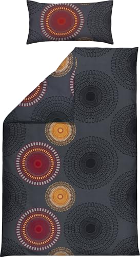 REDBEST Bettwäsche Single-Jersey Mandalas anthrazit-Terra Größe 40x80 cm...