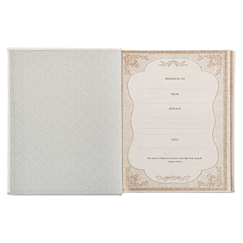 Image of KJV Holy Bible, Classically Illustrated Heirloom Family Bible, Faux Leather Hardcover - Ribbon Markers, King James Version, White /Silver (KJV Family Editions)