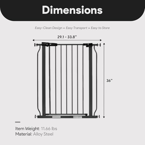 BalanceFrom Easy Walk-Thru Baby Safety Gate, Fits 29.1" to 33.8" Openings | with Hold-Open and Auto-Close – Adjustable Steel Barrier for Stairs, Doorways, and Hallways, No Drilling Installation - Image 5