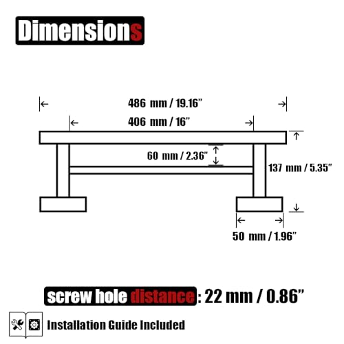 JQK Black Double Towel Bar, 19 Inch 304 Stainless Steel Thicken 0.8mm Towel Rack Bathroom, Towel Holder Matte Black Wall Mount, Useable Length 16 Inch, TB100L16-PB