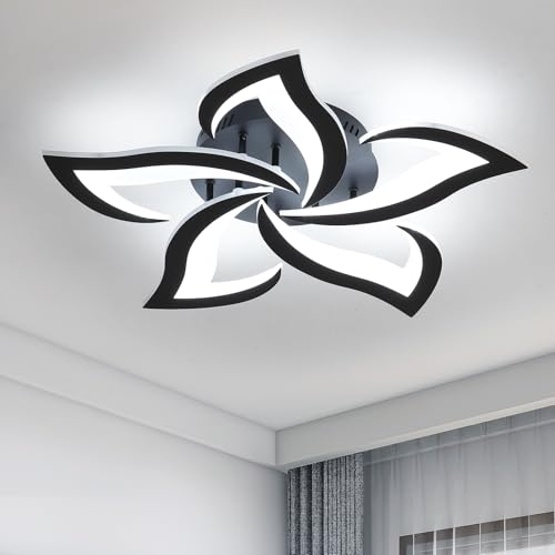 Riserva Plafonnier Led Moderne, 60W Créatif Pétales Design Plafonnier, Lumière Blanche Froide 6500K Lampe de Plafond en Acrylique, pour Salon Chambre à...