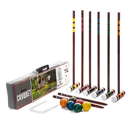 Franklin Sports Croquet Sets - includes Croquet Wood Mallets, All Weather Balls, Wood Stakes and Metal Wickets - Carry Case Included - Family