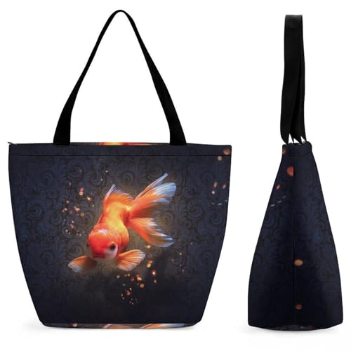 Sac à main pour femme Poisson Rouge grand volume à bandoulière shopping