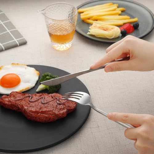 Image of 16 pcs Flatware Set, Silver Silverware Set for 4, Knife Fork Spoon, Stainless Steel Home Dinnerware Tableware,Mixed Cutlery Set Eating Utensils for Restaurants (16 Pcs Silver)