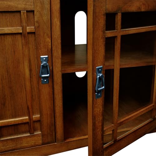 Leick Home 82385 Solid Wood Mission Corner TV Stand for 50" TVs, Living Room Entertainment Center with Three Doors and Storage Shelves, Mission Oak - Image 6