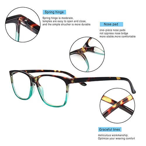 Image of Henotin 4 Pack Ladies Reading Glasses Blue Light Blocking Spring Hinge Readers Anti Eyestrain Computer Eyeglasses (Multicolor, 1.75)