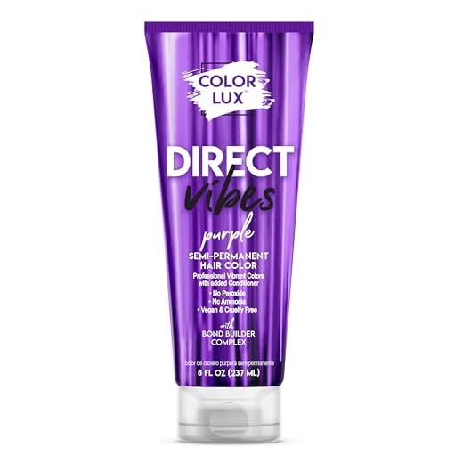Color Lux Direct Vibes Semi-Permanent Hair Color, Purple, Vibrant & Long-Lasting Shade, Ammonia-Free, Vegan, Sulfate-Free, Paraben-Free, 8 fl oz