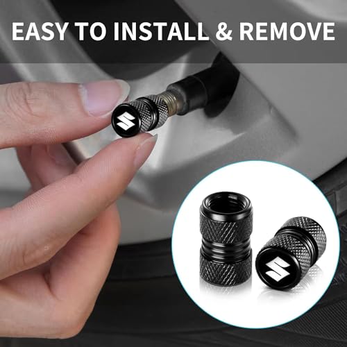 Image of NIVIZEN 4 pcs Aluminium Car Tyre Valve Cap with Logo Suitable for Suzuki Swift Baleno Brezza Ertiga All Model Tire Wheel Rims Stem Air Valve Caps Tyre Cover Car (Suz-zoki)
