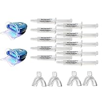 44% Carbamide Peroxide 10-3cc Syringes of Teeth Whitening Gel - 2 LED Accelerator Light - 4 Mouth Trays - 2 Shade Guide - 1 Instructions Sheet