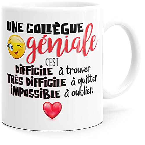 Mug Collègue Géniale Tasse Message Humour Drôle Amitié. Idée Cadeau Original Départ en Retraite Pot Mutation Travail Bureau Ami Homme Femme pour Anniversaire Noël Plaisir. Souriez dès le Réveil