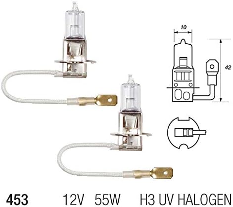 10 x Eurolec H3 453 12v 55w Pk22s Halogen Car Headlight Headlamp Fog Bulb - E Marked