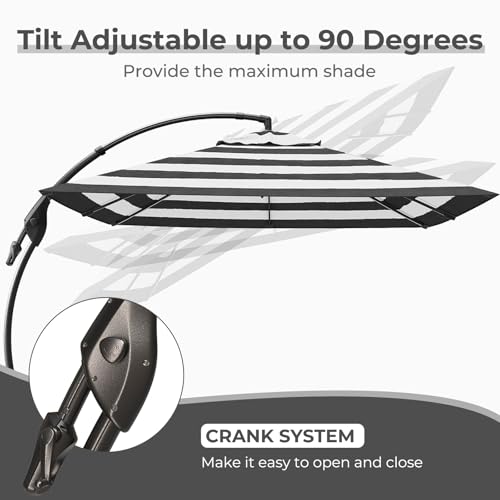 Image of Grand patio 10x10 FT Cantilever Square Umbrella with Base, Black & White