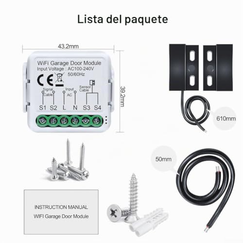 Miniatura 7 de Módulo De Puerta De Garaje Wifi, Para Aplicación Tuya, Controlador Inteligente De Puerta De Garaje, Abridor De Sensores De Puerta De Garaje En Tiempo Real, Control Remoto Y Voz
