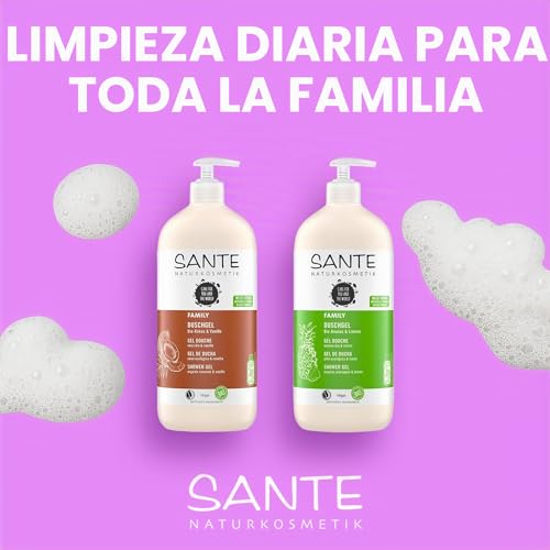 Miniatura 6 de SANTE Naturkosmetik Gel de ducha refrescante con aroma cítrico, cuidado de ducha hidratante para piel suave de tamaño familiar, con piña orgánica y lima, gel de ducha Family 1 x 950 ml