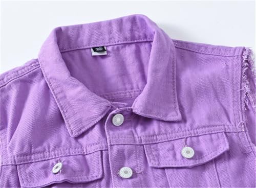 Men's Sleeveless Jeans Jacket Purple Denim Vest Streetwear Lapel Gilet2
