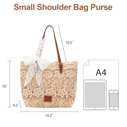 Peicees pequeño bolso de hombro con cinta de encaje para mujer miniatura 7