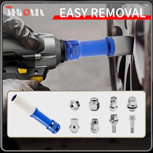 Image of 17mm 1 /2 inch Extra-Long Wheel Protector Impact Socket, Lug Nut Removal | 6 Point, Non-Marring, Thin Wall, Deep Socket, Wheel Protector, Protective Socket, Color-Coded, Cr-Mo Steel, Hand Repair Tool