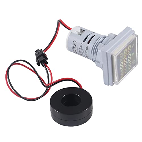 Image of 2PCS 3 in 1 22mm LED Digital Voltmeter Ammeter AC 60-500V 0-100A 20-75Hz AC Current Frequency Meter Indicator Digital Voltage Amp Tester with CT (White)
