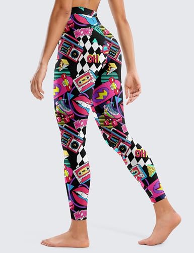 Women's 80s Leggings Neon Artistic Splash Printed Soft Stretchy Pants Running Workout Leggings Athletic Yoga Pants4
