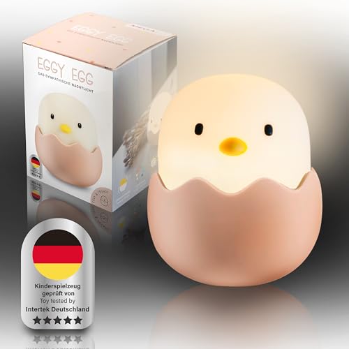 MegaLight LED Nachtlicht Kinder | Nachtlicht Baby ohne verschluckbare Kleinteile | Stilllicht dimmbar Touch | Nachtlampe USB Aufladung | Eggy Egg