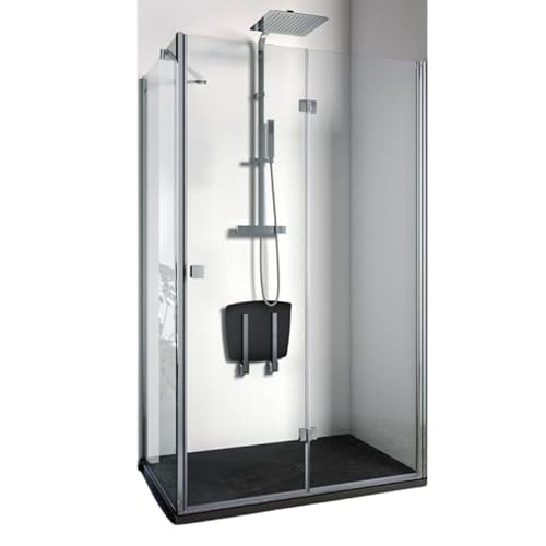 IMPALLI Cabine de douche d'angle H190 cm extensible 67-69 cm 117-119 cm Porte pliante droite et mur fixe cabine de douche verre transparent 6 mm fermeture magnétique finition chrome brillant (70 x