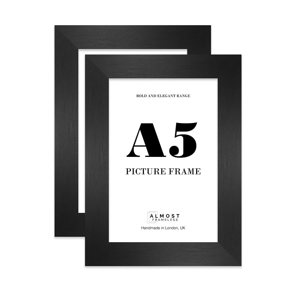 A5 Photo Frame, Display A5 Pictures (14.8 x 21cm - 5.8 x 8.3in) Picture Frame for wall Display - Black - 2 Pack