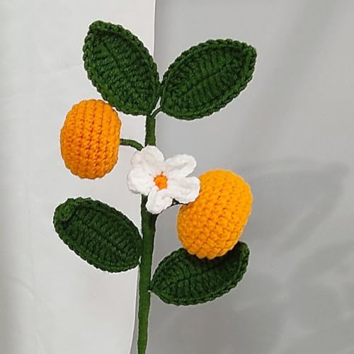 Tiges d'orange tricotées avec feuilles, décoration florale durable - 4